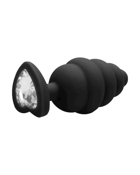 Extra Large Ribbed Diamond Heart Plug