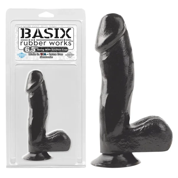 Basix Black 6.5 Inch Dong With Suction Cup — image 6 of 8