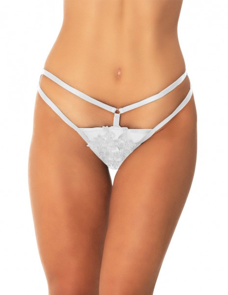 Oh La La Cheri Lace Embroidered Appliqued Crotchless Panty