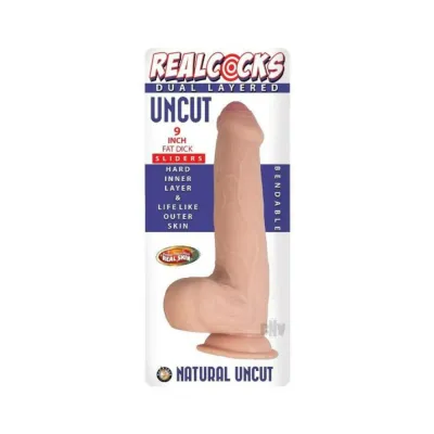 Realcocks Dual Layered Uncut Slider Fat Dick 9 In Light