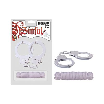 Sinful Metal Cuffs W keys Love Rope