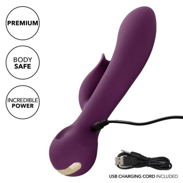Obsession Desire Rechargeable Waterproof Silicone Rabbit Vibrator By CalExotics - Purple