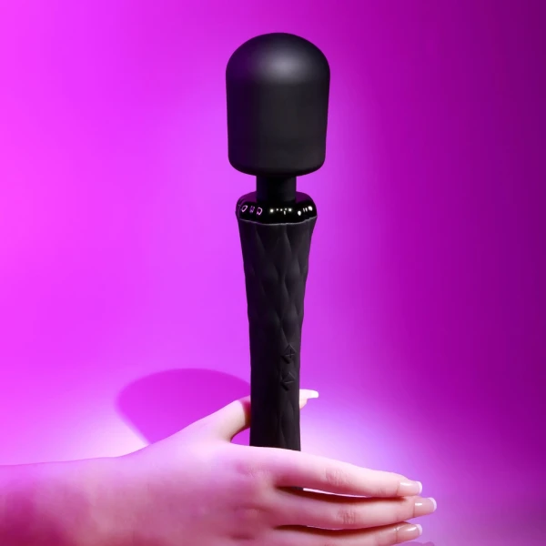 Playboy Pleasure Royal Rechargeable Silicone Vibrating Massage Wand - Black