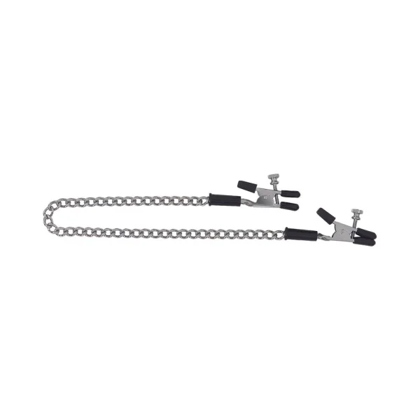 Spartacus Adjustable Nipple Clams With Curbed Chain Rubber Tipped