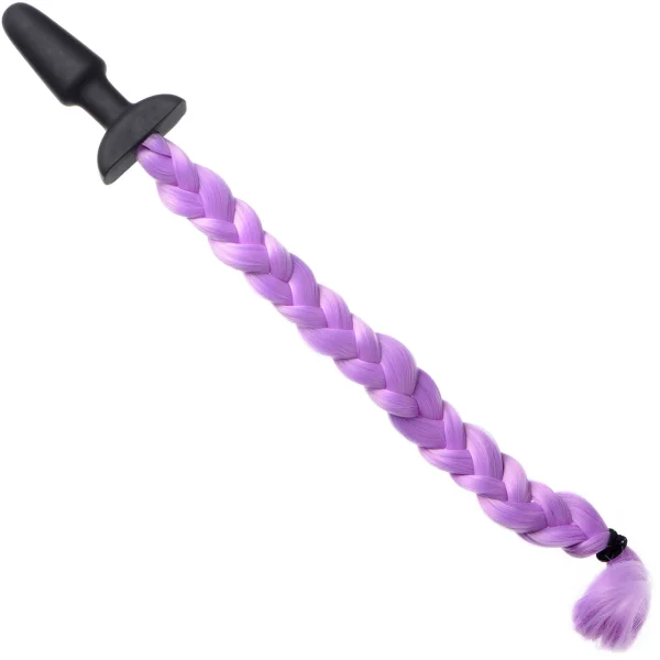 Tailz Black Silicone Anal Plug With Purple Pony Faux Fur Tail — image 4 of 7