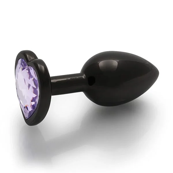 Ouch Purple Heart Gem Metal Black Plug Small