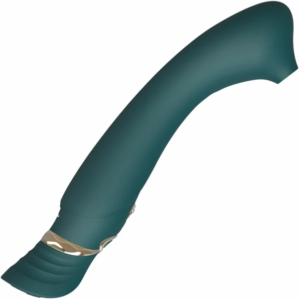 ZALO Queen Set Silicone Rechargeable G-Spot PulseWave Vibrator With Suction Sleeve - Jewel Green