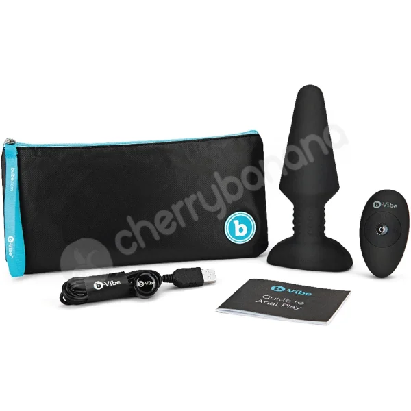 B-vibe Rimming Plug XL 6.6" Black Rotating Beads Rimming Sensation R/C Butt Plug