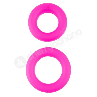 Neon Pink Stretchy Silicone Cock Ring Set 2 Pack