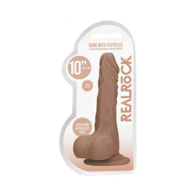 Real Rock Realistic Dildo With Balls 10 25 Cm Mocha