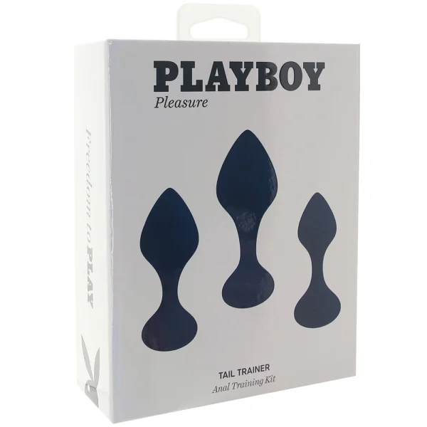 Playboy Pleasure Tail Trainer Silicone 3 Piece Anal Training Kit - Navy