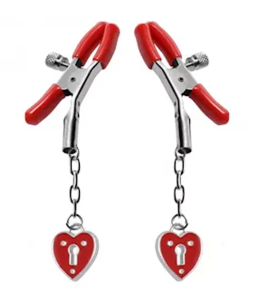 Captive Heart Padlock Nipple Clamps - Red — image 4 of 4