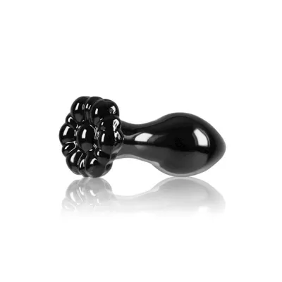 Crystal Flower Butt Plug Black 3 5 Inch