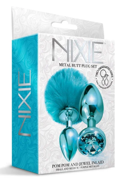 Nixie Metal Butt Plug Set Pom Pom and Jewel Inlaid — image 6 of 18