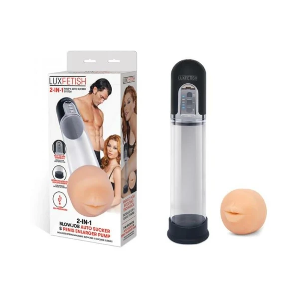 Penis Pumps: Lux Fetish 2-in-1 Blowjob Auto Sucker And Penis Enlarger Pump