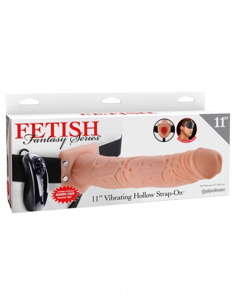 11" Vibrating Hollow Strap-On