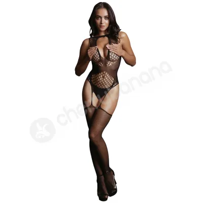 LE DESIR Contrast Suspender Bodystocking