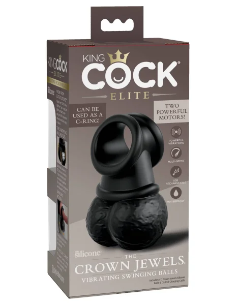 King Cock Elite - the Crown Jewels - Vibrating  Vibrating Silicone Swinging Balls