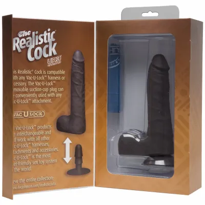 Realistic Cock Ultraskyn UR3 7 inch Slim with Balls Black