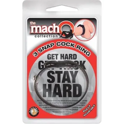 The Macho Collection 3 Snap Cock Ring Black
