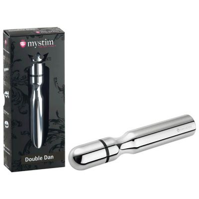Mystim Double Dan Aluminium 15 5 cm Dong with E Stim