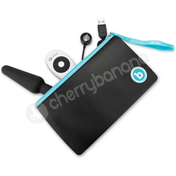 B-vibe Trio Plug Black Remote Control Vibrating Butt Plug With Case