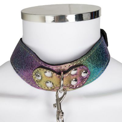 Bondara Shiny B tch Holographic Faux Leather Collar and Leash
