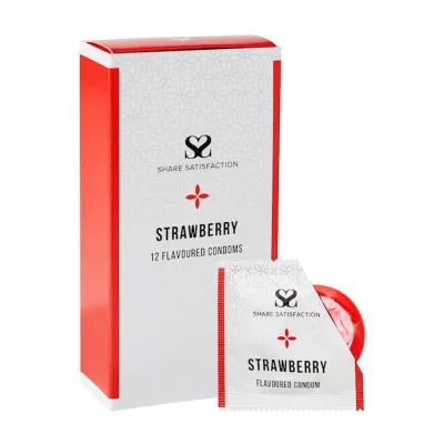 Share Satisfaction Strawberry Flavoured Condom 12 Pack Strawberry