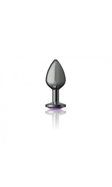 Cheeky Charms Gunmetal Grey Butt Plug with Purple Gem