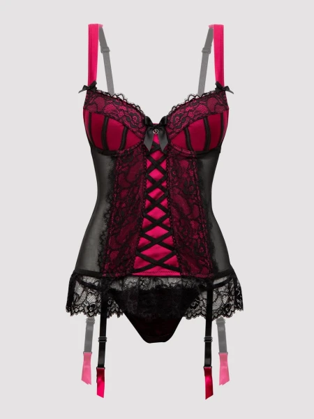 Lovehoney Plus Size Boudoir Belle Cherry Push-Up Basque Set