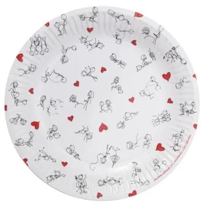 Stick Figure Style 7 Inch Plates 8 Pack