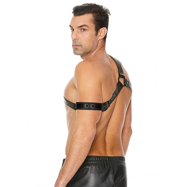 Ouch! Bonded Leather Gladiator Harness with Armband