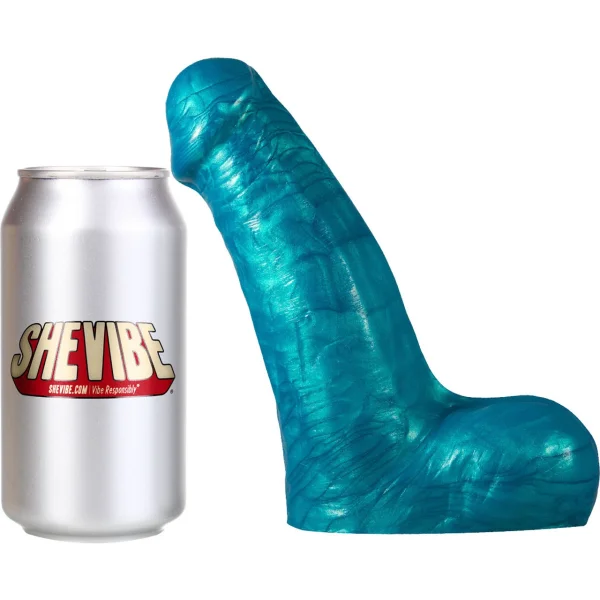 The Uberous Thick 7" Silicone Dildo With Balls By Uberrime - Medium, Mermaid Blue