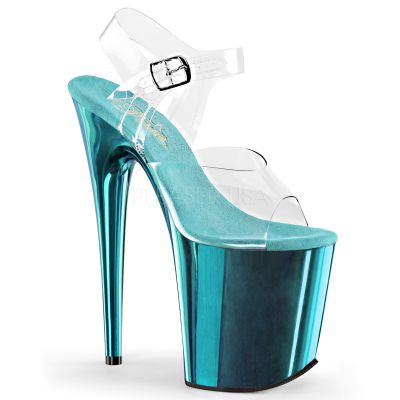 8 inches Heel 4 inches PF Ankle Strap Sandal w Chrome Plated Bottom