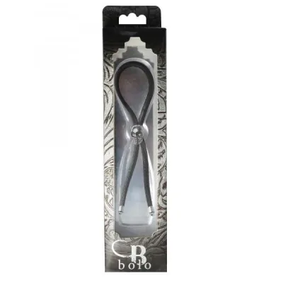 C ring Lasso Silver Skull Bead Leather Strap Black