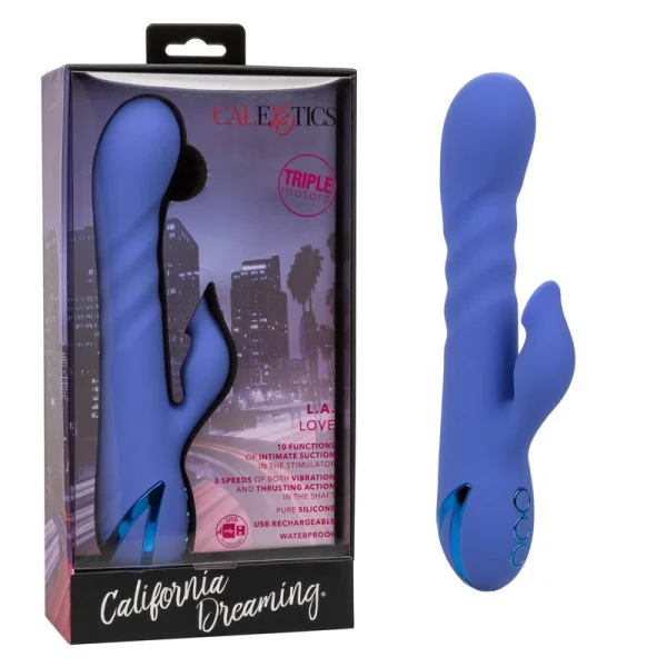 California Dreaming L.A. Love Thrusting Rabbit Style Silicone Rechargeable Vibrator by CalExotics