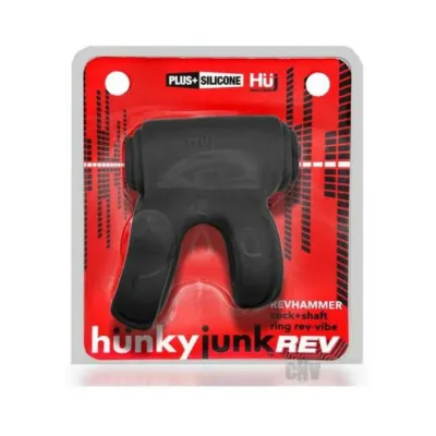 Cock Rings Hunkyjunk Revhammer Cock Shaft Ring With Bullet Vibrator Tar Ice