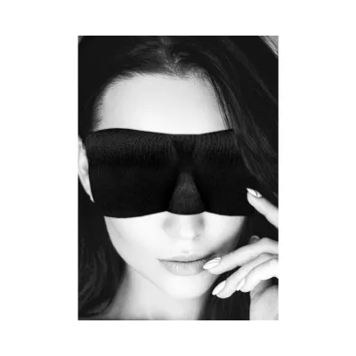 Ouch Black White Satin Curvy Eye Mask With Elastic Straps Black