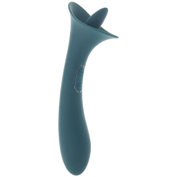 Playboy Pleasure True Indulgence Rechargeable Silicone Double Ended Tongue Stroking Vibrator - Teal