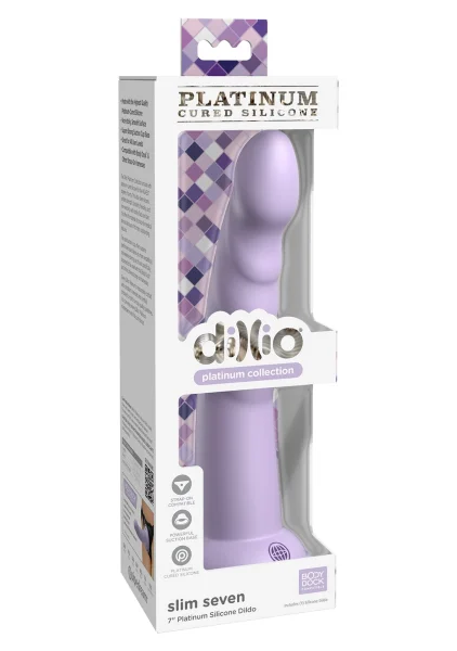 Dillio Platinum Slim Seven Silicone 7" Suction Cup Dildo - Lavender