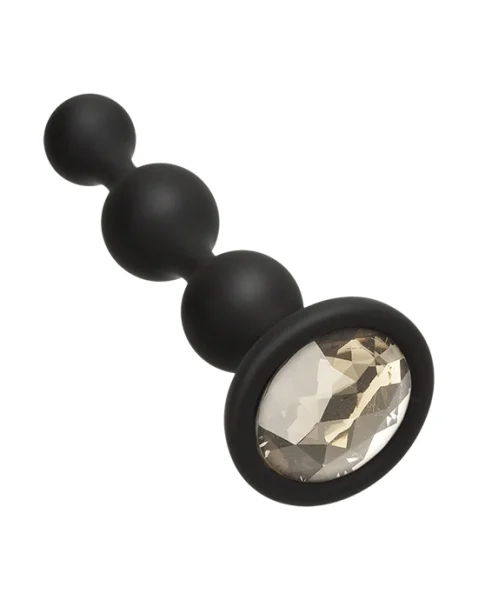 Booty Bling Jewelled Wearable Silicone Anal Beads Plug - Silver - 4 Inch — image 2 of 6