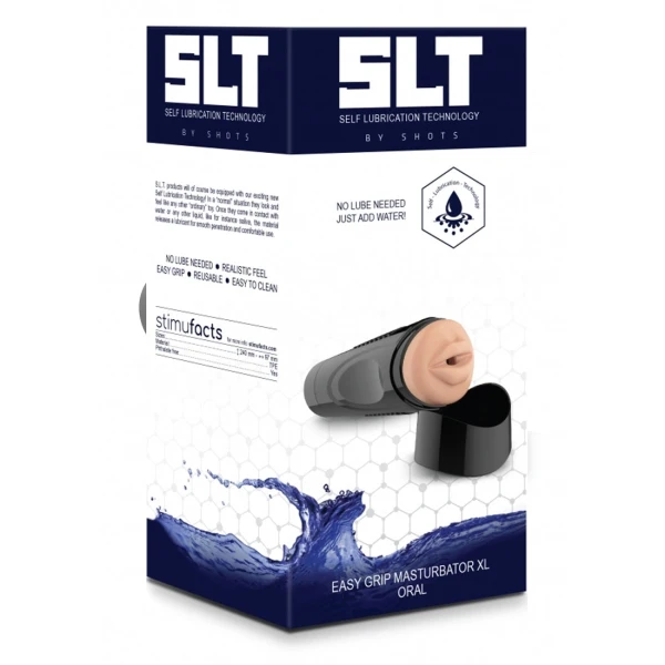Self Lubrication Deluxe Easy Grip Mouth Masturbator XL Flesh Color - SHOTS