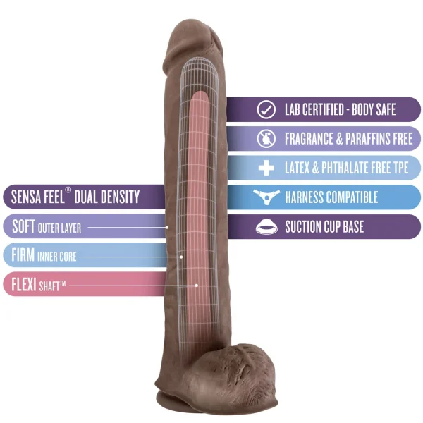 Au Naturel Daddy 14 Inch Sensa Feel Dual Density Dildo By Blush - Chocolate
