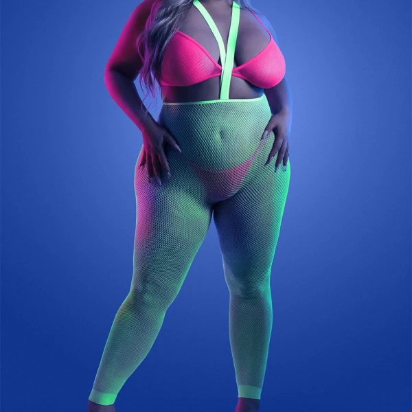 Fantasy Lingerie Glow Come Alive 3-Piece Suspender Stocking Set