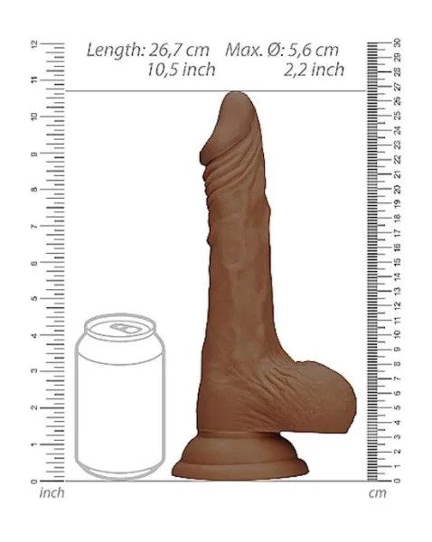 Realistic Suction Dildo With Balls - Brown - 9.8 Inch