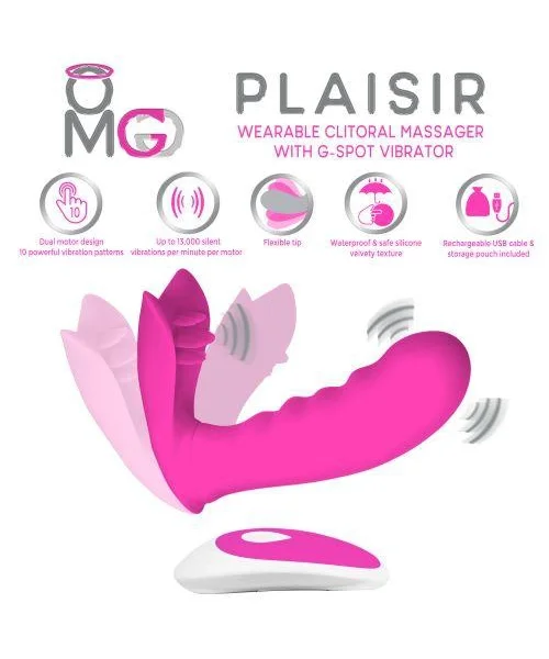 OMG Plaisir Wearable Clitoral Massager, G-Spot Vibrator Pink