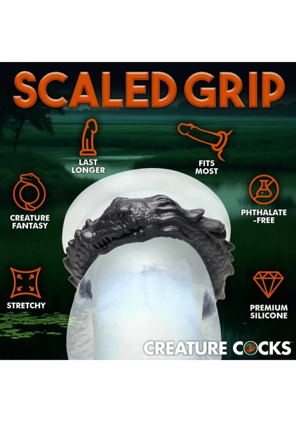 Black Caiman Silicone Cock Ring By Creature Cocks