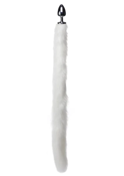 Tailz Aluminum Anal Plug With Extra Long White Faux Mink Tail