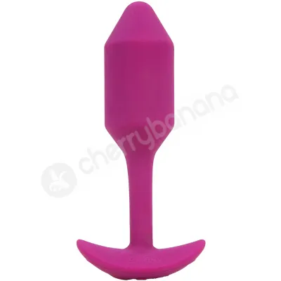 B Vibe Vibrating Snug Plug Medium Purple Weighted Silicone Butt Plug