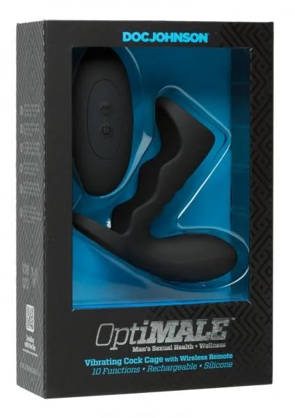 Optimale Vibe Cock Cage W/ Remote Black